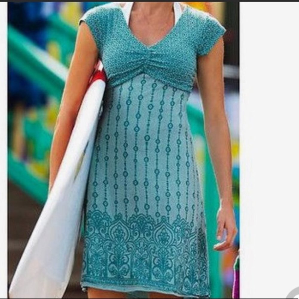 Athleta Dhara Dress Burnout Bali Blue Size S